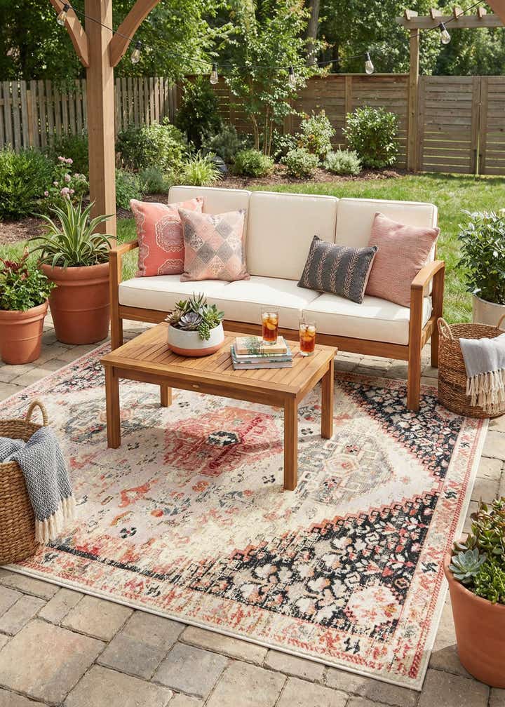 7' 10 x 10' Easy-Clean Traditional Indoor / Outdoor Rug