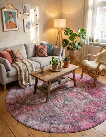 7' 6 x 7' 6 Washable Timeless Round Rug