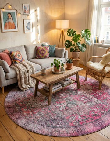 7' 6 x 7' 6 Washable Timeless Round Rug