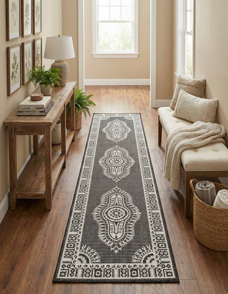 Detail image of 2' x 8'  Washable Traditional Indoor / Outdoor Runner Rug