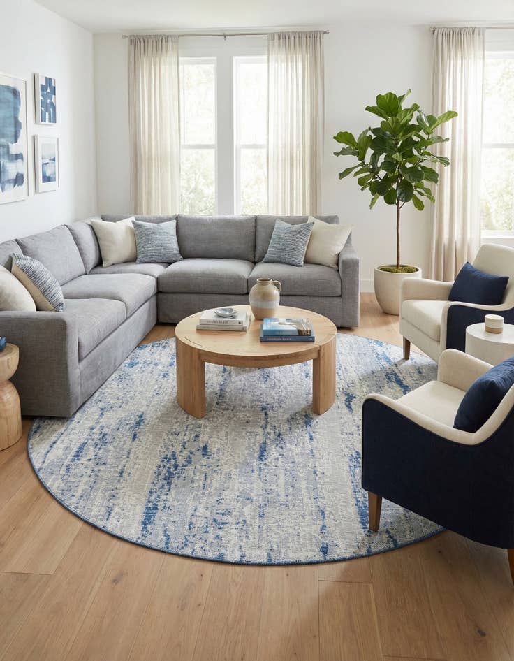 Detail image of 10' x 10'  Washable Modern Indoor / Outdoor Round Rug