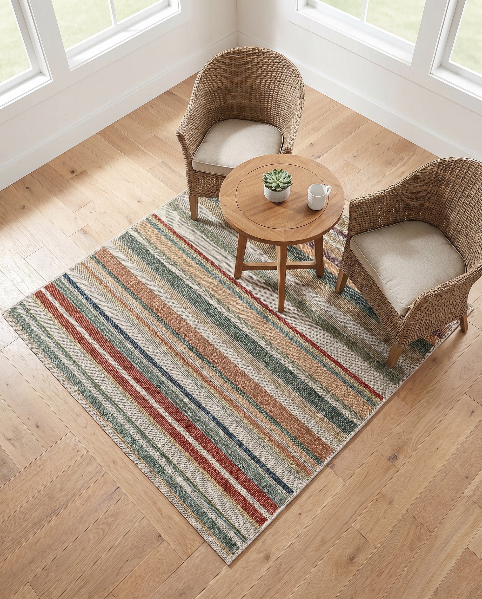 5' 3 x 5' 3 Easy-Clean Baja Indoor / Outdoor Square Rug