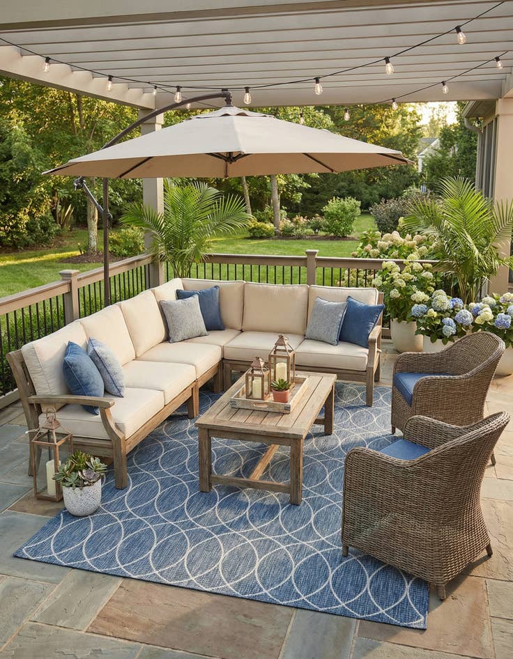 Detail image of 7' 10 x 11'  Washable Trellis Indoor / Outdoor Rug