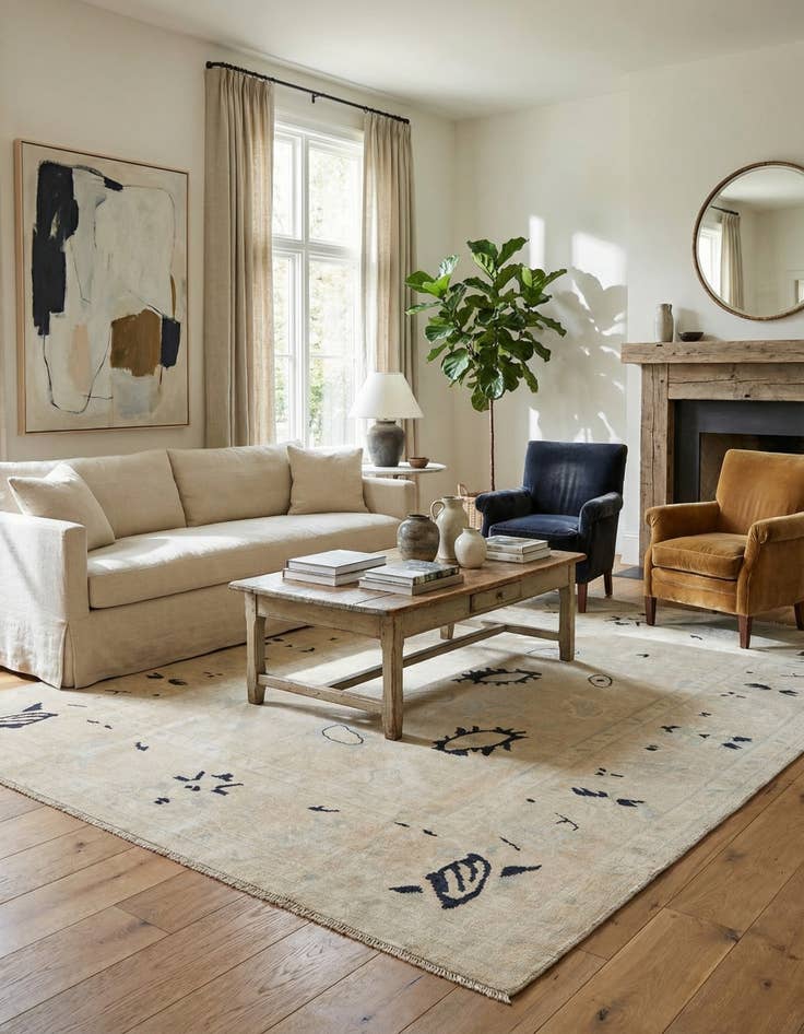 Detail image of 8' 10 x 12'  Hand Knotted Oushak Wool Rug