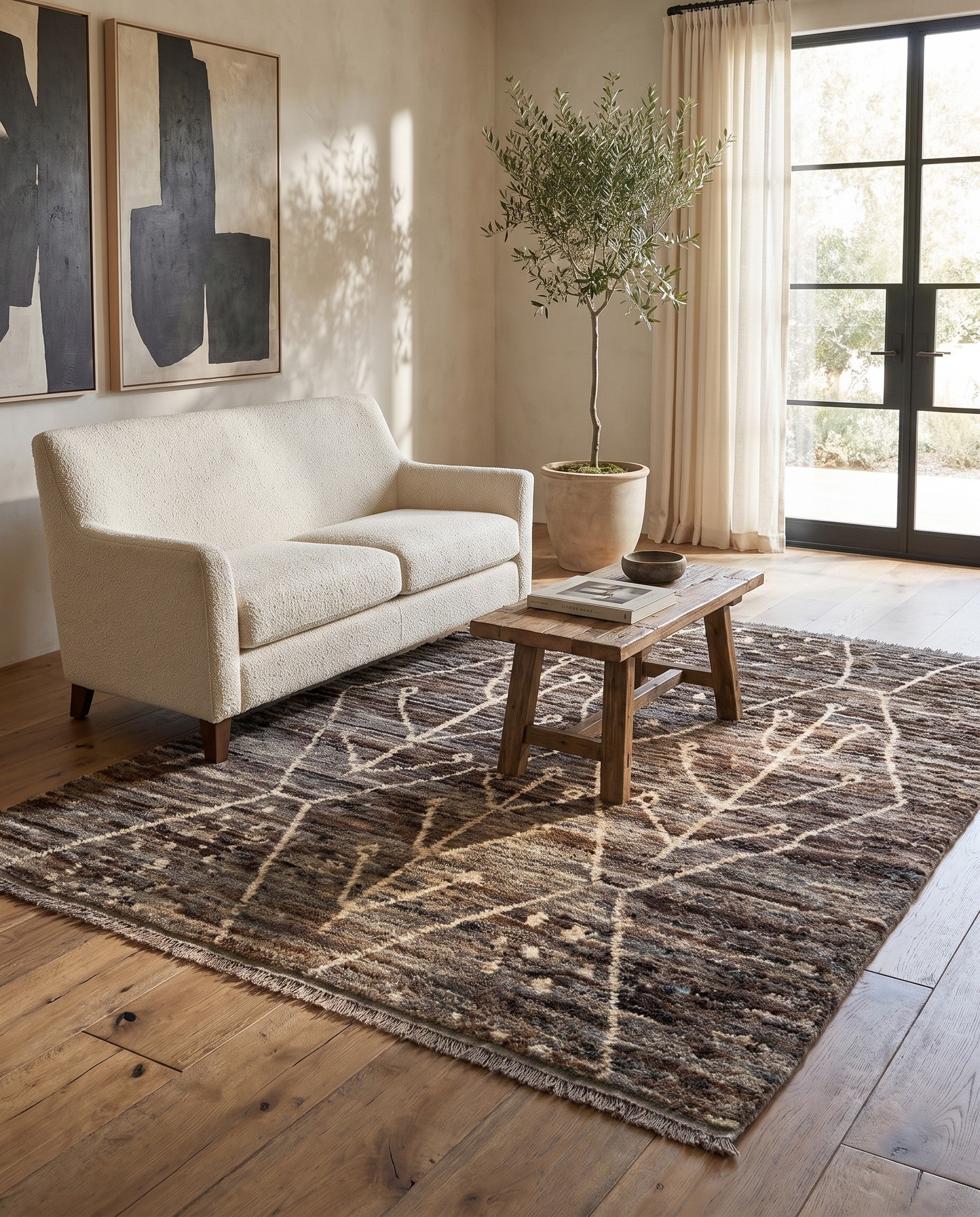 5' x 6' 4 Hand Knotted Moroccan Wool Rug