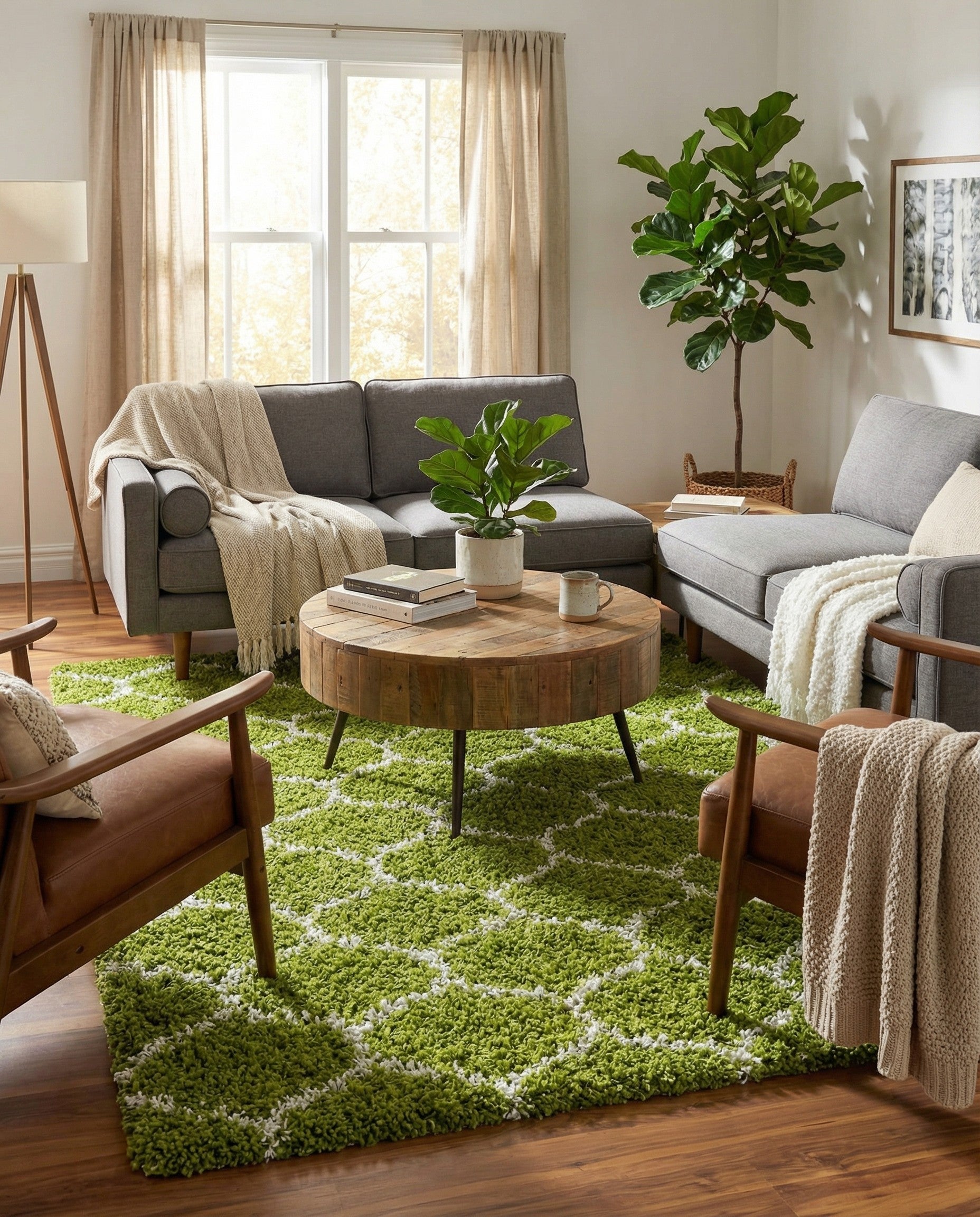  7' 10 x 10' Lattice Shag Rug