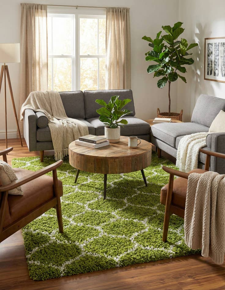 Detail image of  7' 10 x 10' Lattice Shag Rug