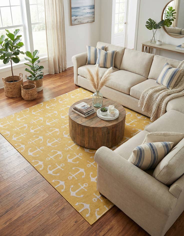 Detail image of 13' x 13'  Washable Coastal Indoor / Outdoor Square Rug