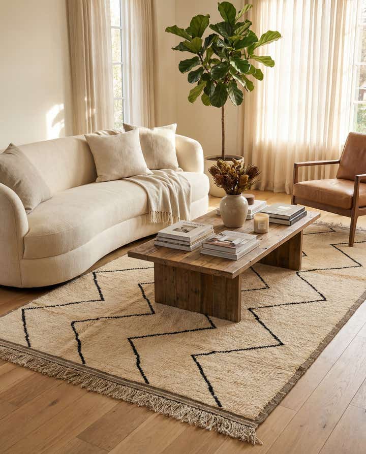 5' 4 x 8' 5 Hand Knotted Moroccan Wool Rug