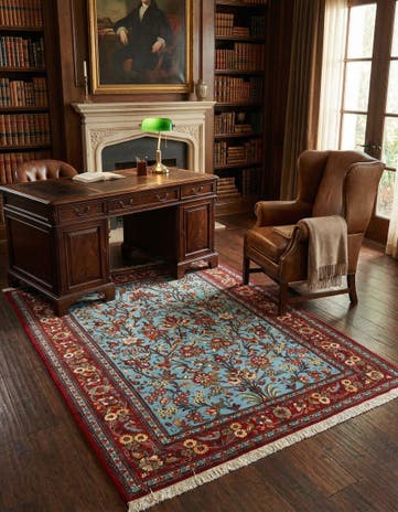 4' 10 x 6' 11 Hand Knotted Qom Persian Rug