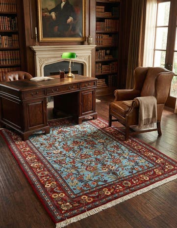 4' 10 x 6' 11 Hand Knotted Qom Persian Rug