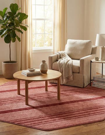 Rusty Pink Rose Gemstone Octagon Rug