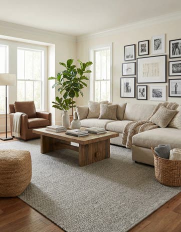 Gray Hand Woven Lattice Wool Rug