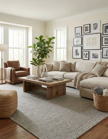 Gray Hand Woven Lattice Wool Rug