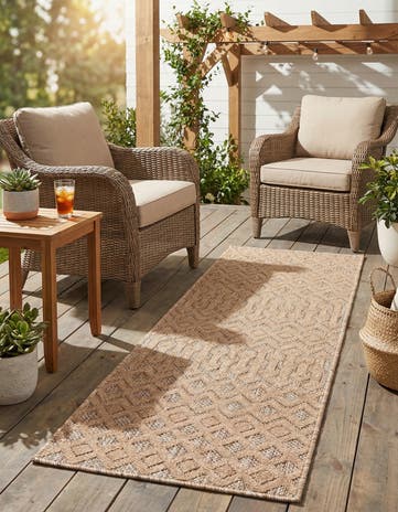 2' x 6' Easy-Clean Trellis Textured Indoor / Outdoor Runner Rug