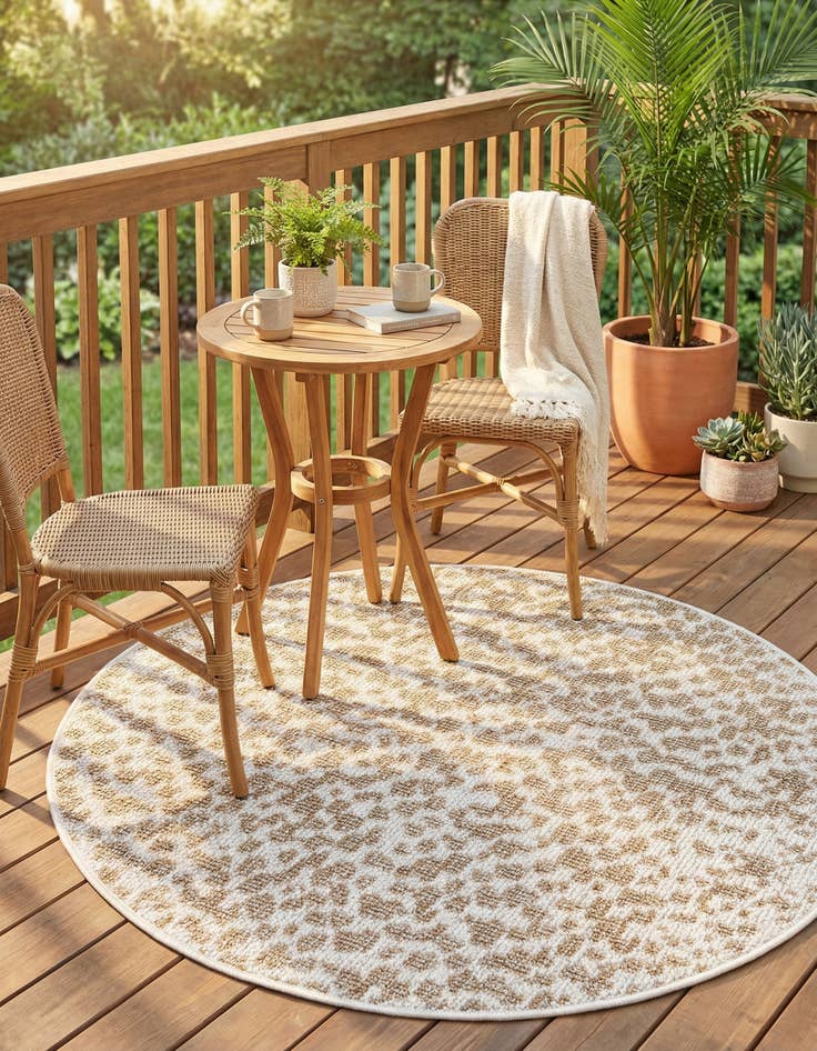 Detail image of 3' 1 x 3' 1  Washable Safari Indoor / Outdoor Round Rug