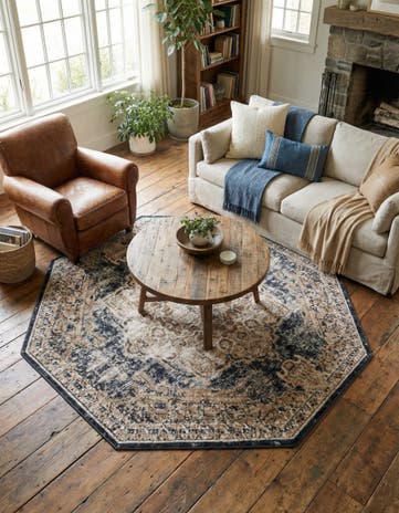 Dark Blue Eliza Octagon Rug