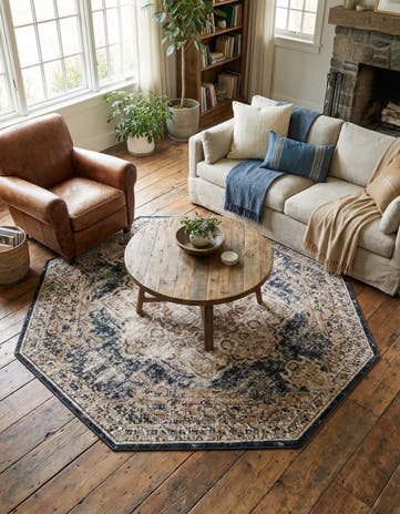 Dark Blue Eliza Octagon Rug