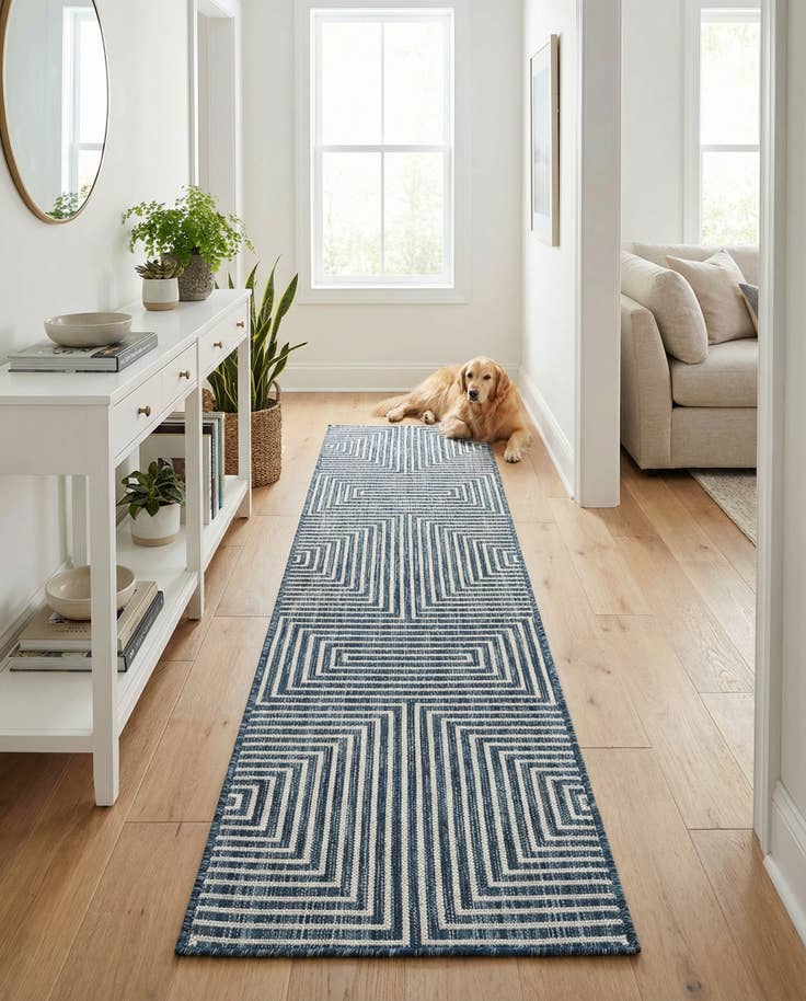 Detail image of 2' x 8' Easy-Clean Modern Indoor / Outdoor Runner Rug