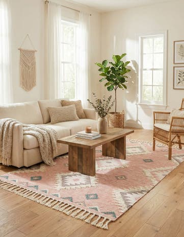 Pink Hand Woven Arizona Wool Rug