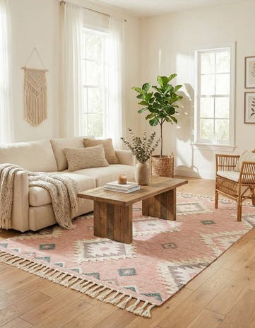 Pink Hand Woven Arizona Wool Rug