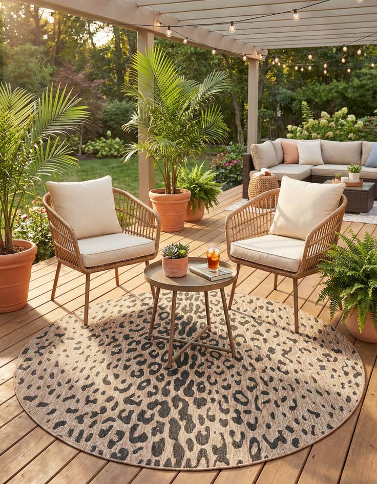 Detail image of 7' 10 x 7' 10  Washable Safari Indoor / Outdoor Round Rug