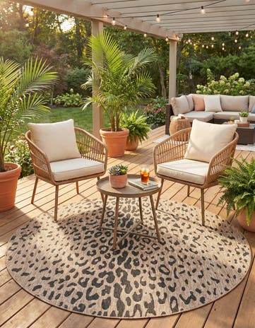 7' 10 x 7' 10 Easy-Clean Safari Indoor / Outdoor Round Rug