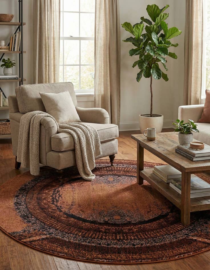 Detail image of 8' x 8'  Washable Casablanca Round Rug