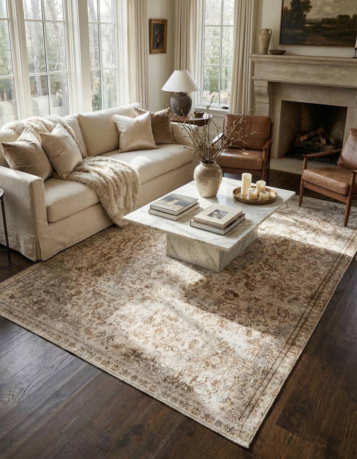 Detail image of  6' 7 x 9' 9  Hand Knotted Ultra Vintage Persian Wool Rug