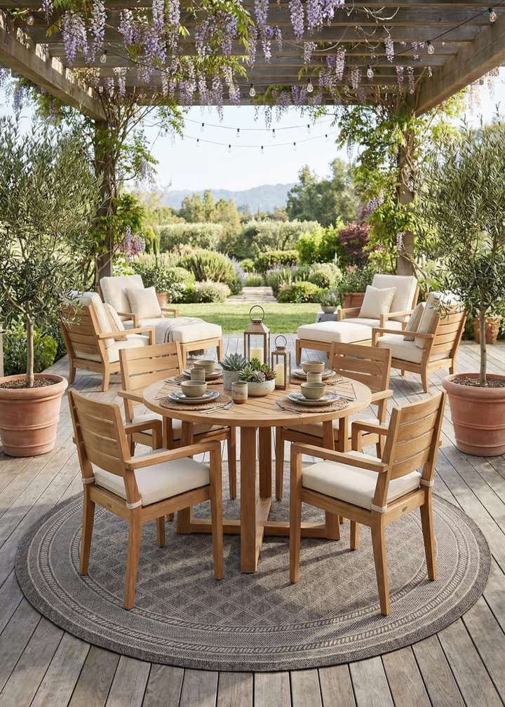 10' x 10' Easy-Clean Trellis Indoor / Outdoor Round Rug