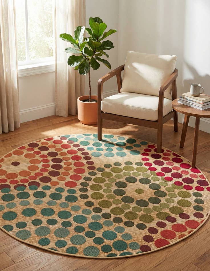 Detail image of 4' x 4' Easy-Clean Modern Indoor / Outdoor Round Rug