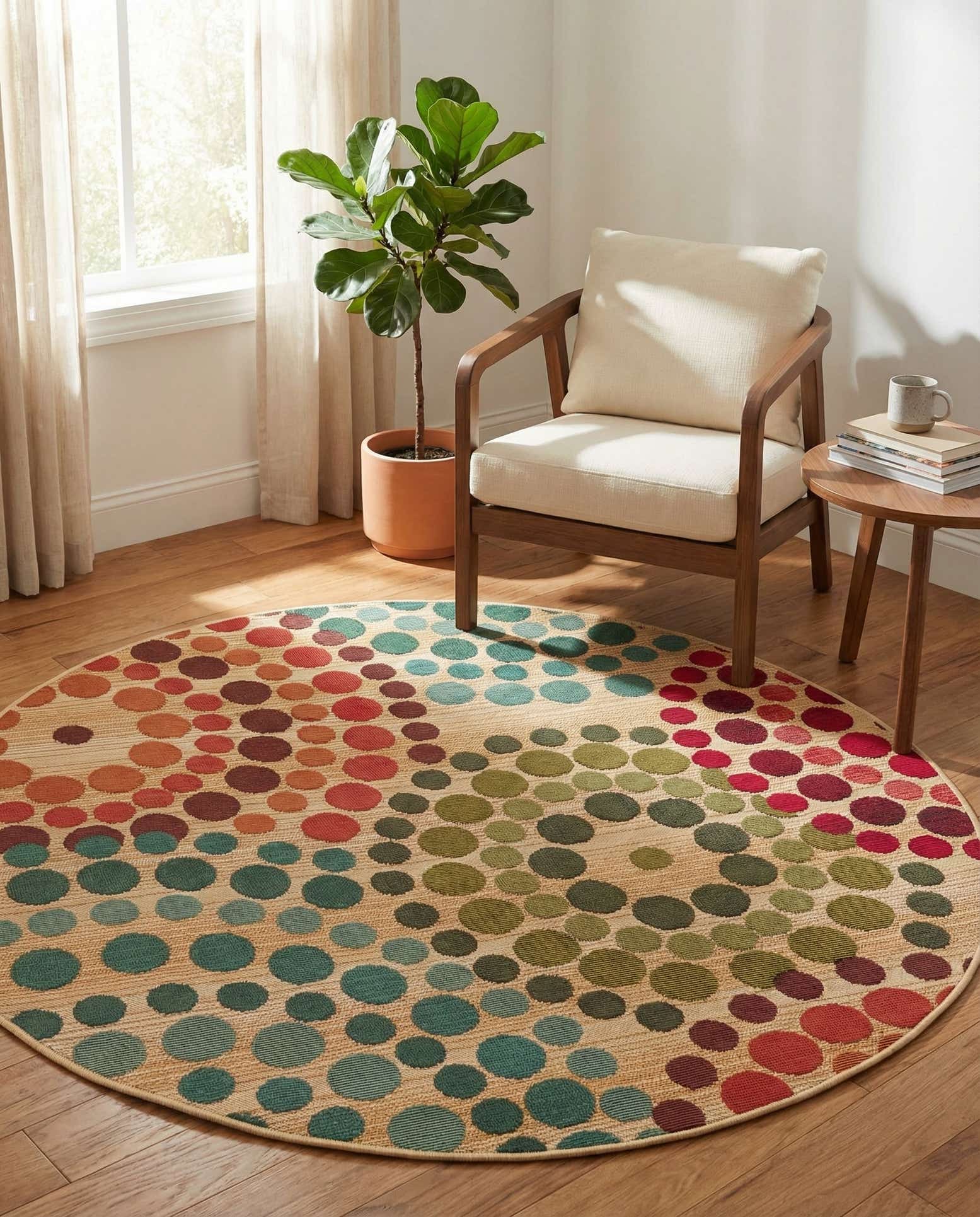 4' x 4' Easy-Clean Modern Indoor / Outdoor Round Rug