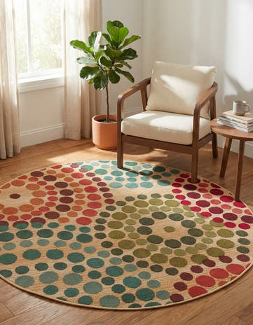 4' x 4' Easy-Clean Modern Indoor / Outdoor Round Rug