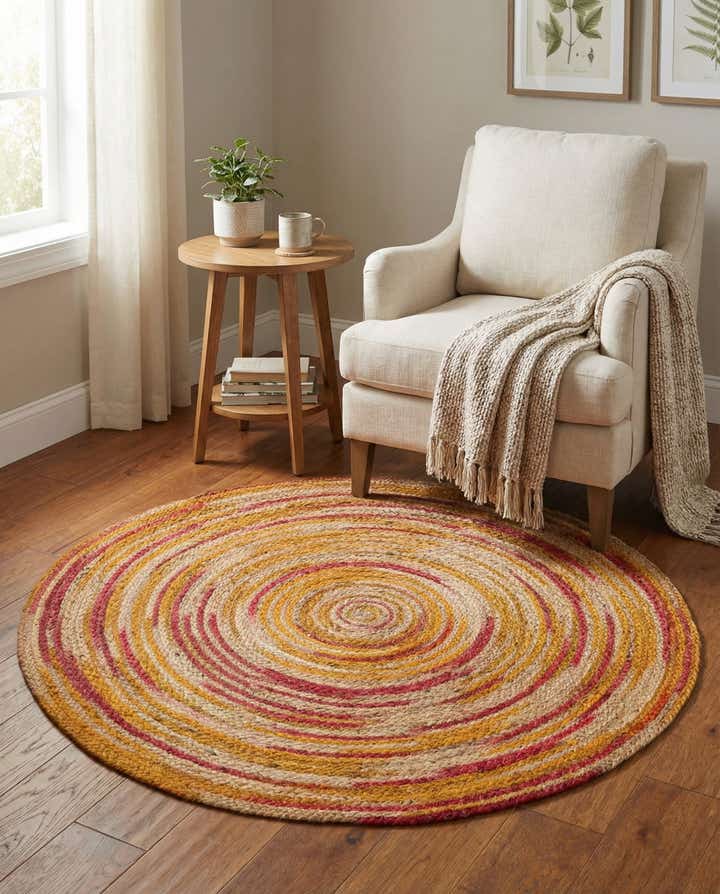 4' 1 x 4' 1 Handmade Braided Jute Round Rug