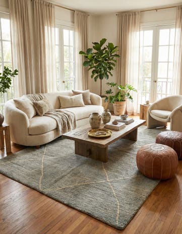 5' 8 x 8' 1 Hand Knotted Moroccan Wool Rug