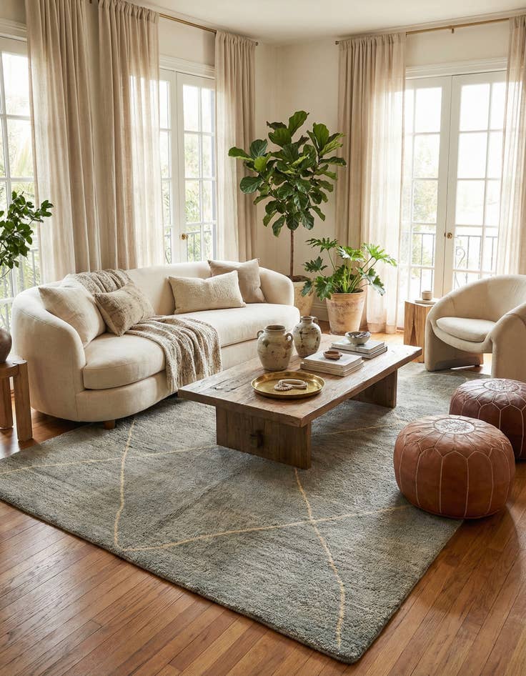 Detail image of 5' 8 x 8' 1  Hand Knotted Moroccan Wool Rug