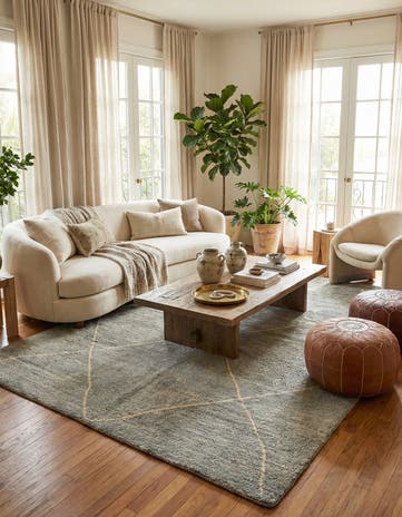 5' 8 x 8' 1 Hand Knotted Moroccan Wool Rug