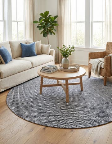 6' 1 x 6' 1 Hand Woven Geo Trellis Flatweave Round Rug