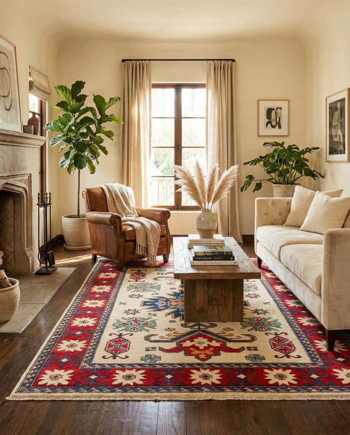 5' 8 x 8' Hand Knotted Kazak Rug