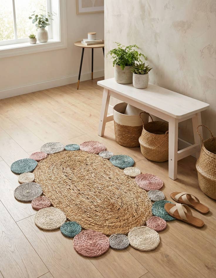 Detail image of 2' x 3' 1 Handmade Braided Jute Oval Rug