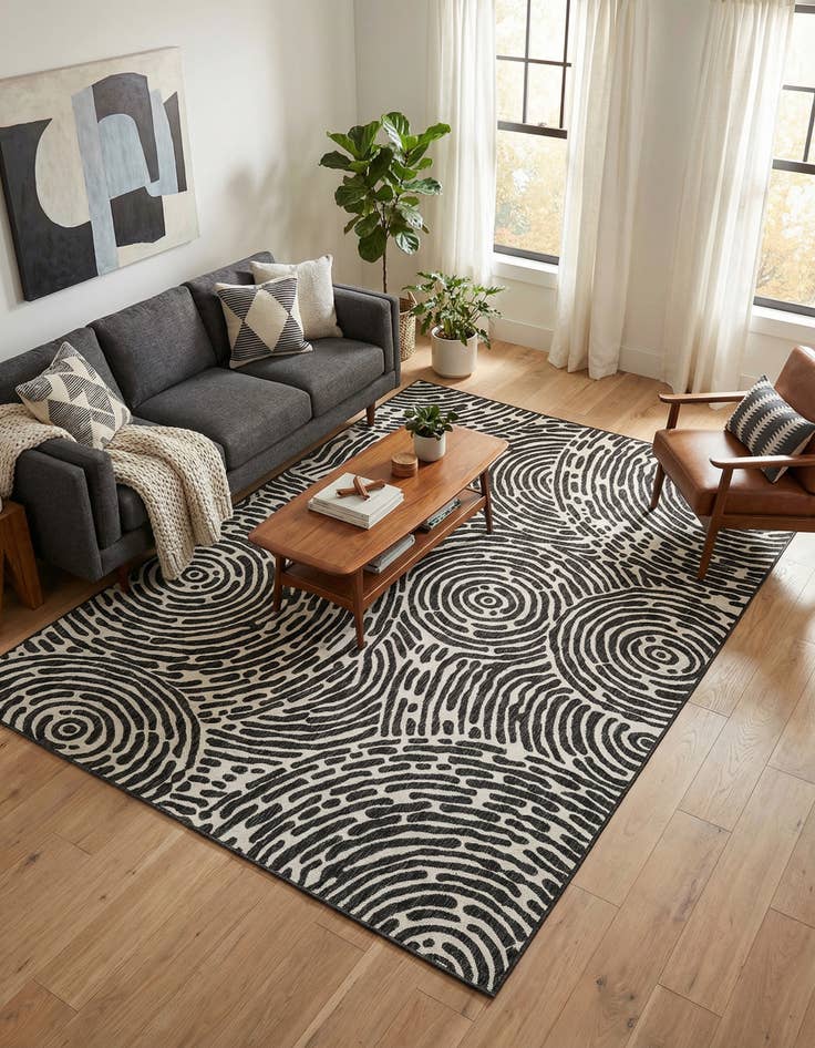 Detail image of  7' x 10'  Washable Modern Indoor / Outdoor Rug