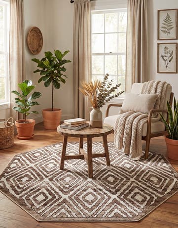Chocolate Brown Hermitage Octagon Rug