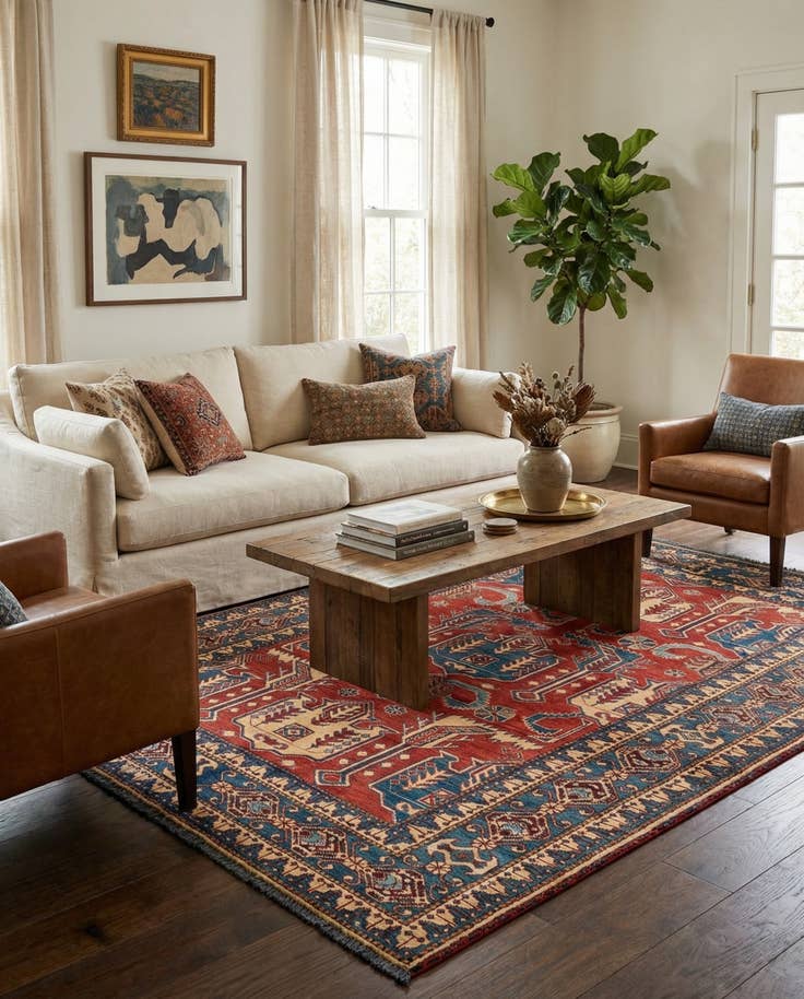 Detail image of 5' 2 x 6' 9 Hand Knotted Kazak Wool Rug