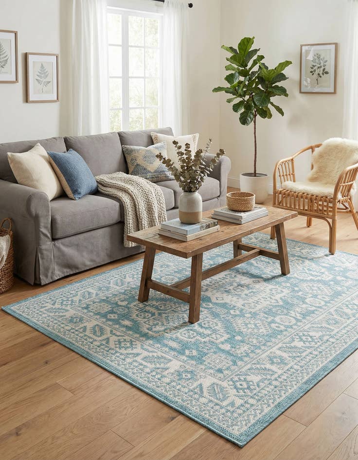 Detail image of 3' x 5' 3  Washable Aztec Indoor / Outdoor Rug