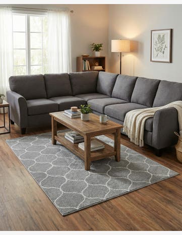 Light Gray Trellis Frieze Rug