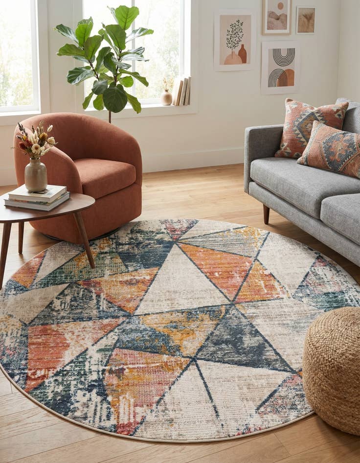 Detail image of 7' 3 x 7' 3 Gemstone Round Rug
