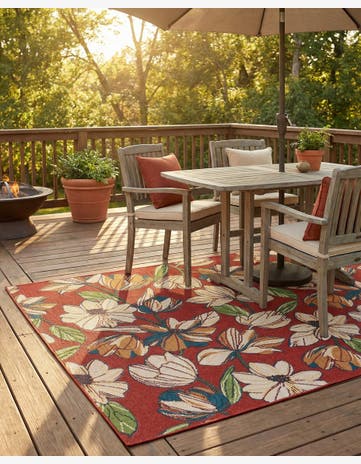 Rust Red Easy-Clean Baja Indoor / Outdoor Square Rug