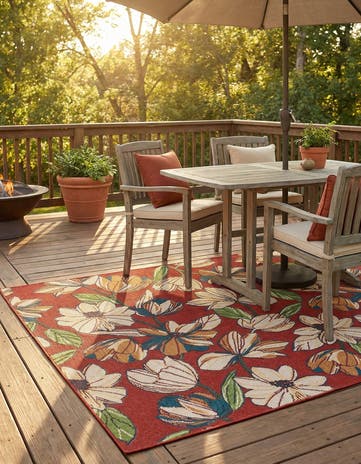 Rust Red Easy-Clean Baja Indoor / Outdoor Square Rug