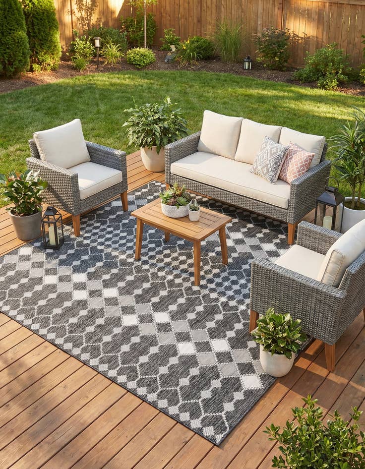Detail image of 10' x 10'  Washable Trellis Indoor / Outdoor Square Rug