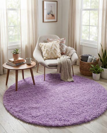  5' 3 x 5' 3 Solid Shag Round Rug